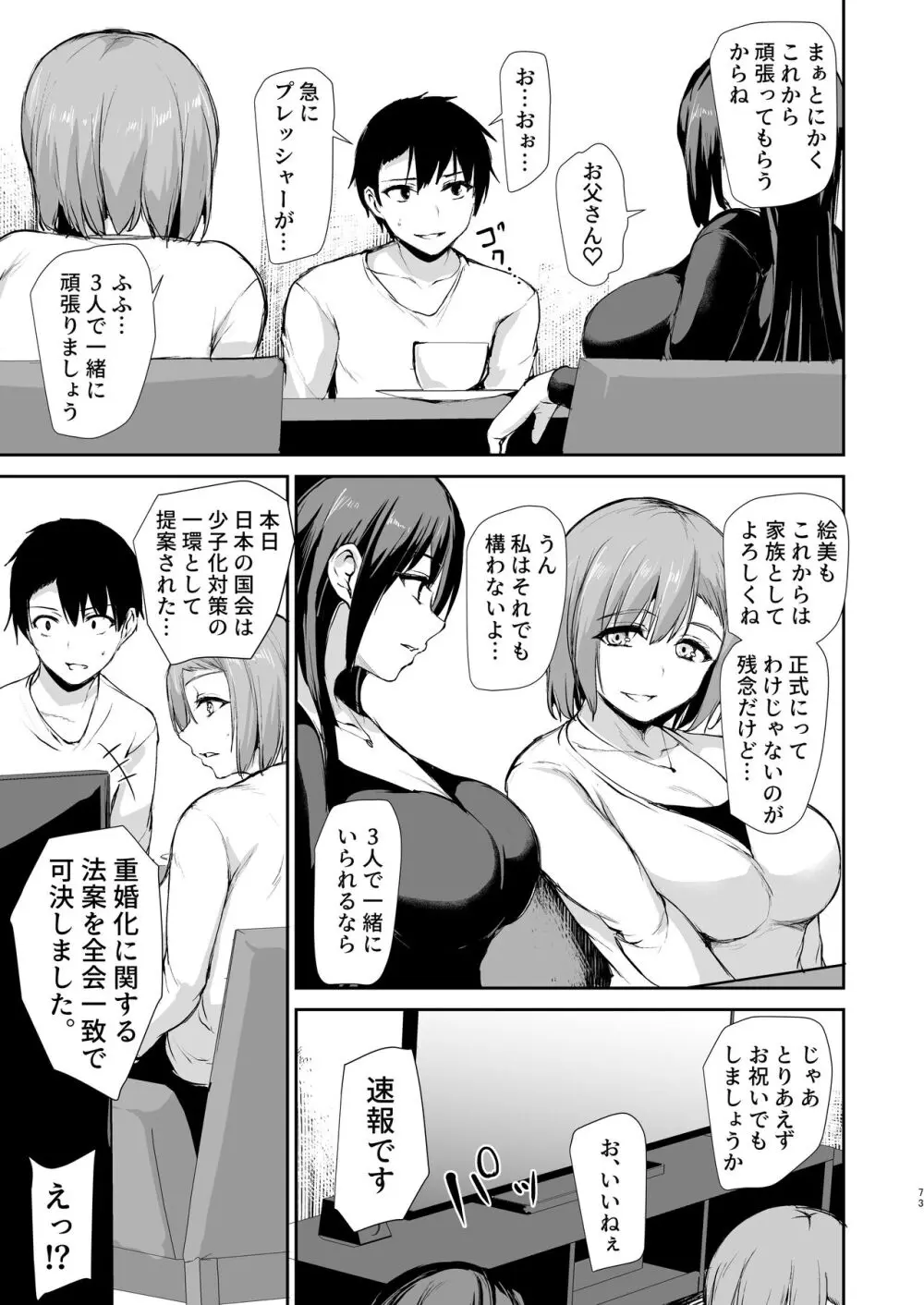 巨乳が2人いないと勃起しない夫のために友達を連れてきた妻3 Page.72